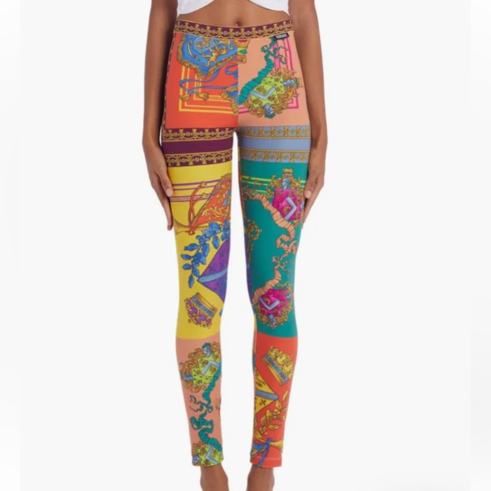Versace Royalty Scarf-Print Leggings Eur 40 /US 4(small).
